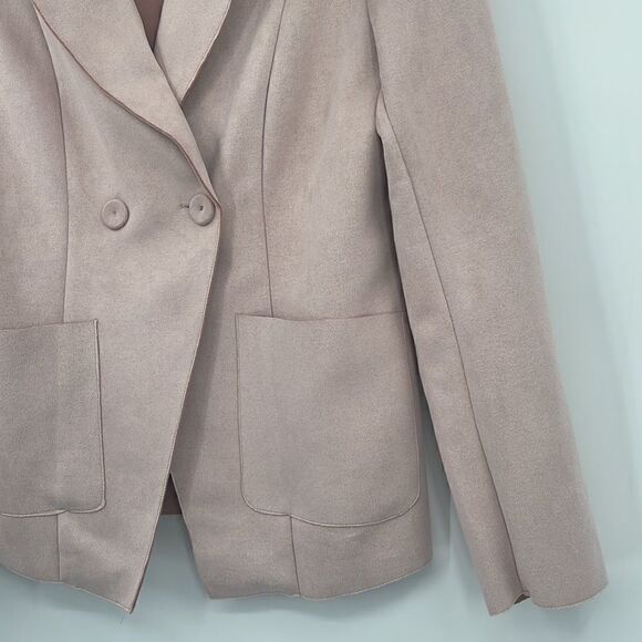 ANTHROPOLOGIE MONARC CHARLI FAUX SUEDE BLAZER JACKET COAT BLUSH PINK - Picture 8 of 9